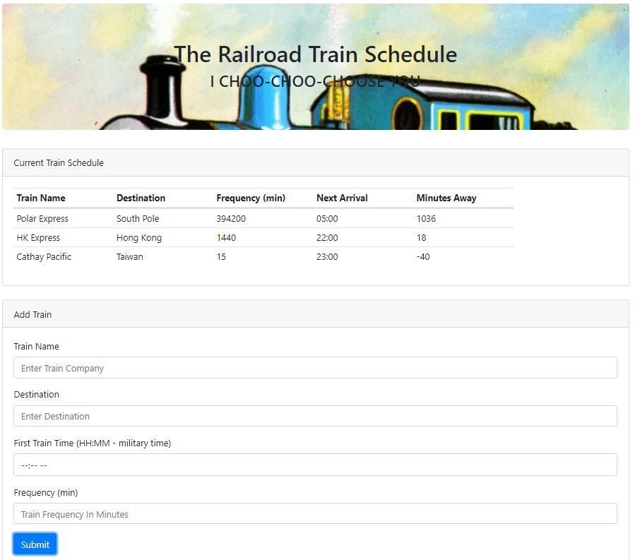 Railroad Train Schedule